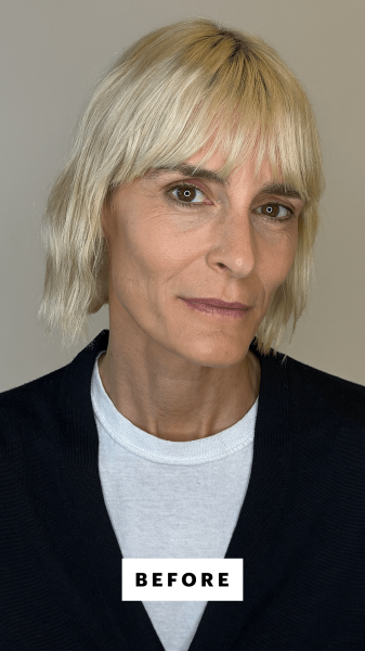 Allure's tester before applying the Sarah Creal Lip Grip Line Filler